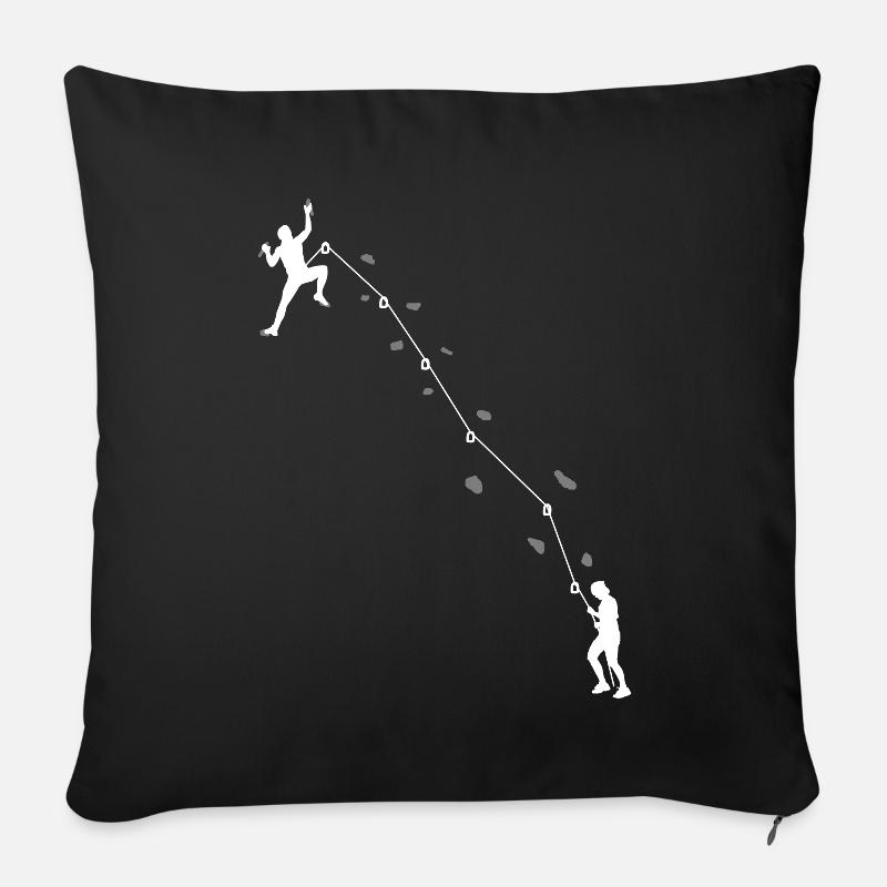 Grimpeur grimpe sur une paroi rocheuse | montée - Housse de coussin décorative 45 x 45 cm - noir