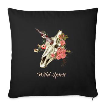 Einhorn Schädel Blumen - Sofa pillowcase 17,3'' x 17,3'' (45 x 45 cm) - black - Front