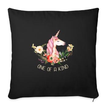 Einzigartig sein Einhorn Blumen - Sofa pillowcase 17,3'' x 17,3'' (45 x 45 cm) - black - Front