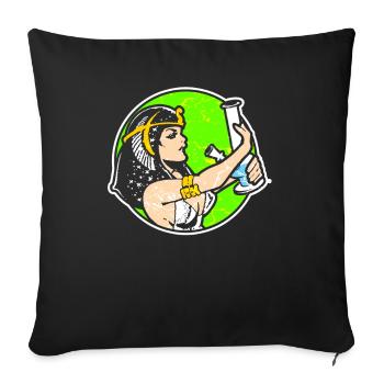 Cléopatre narguilé chicha Egypte - Housse de coussin décorative 45 x 45 cm - noir - Devant