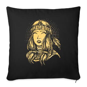 Indianerin Indianer Squaw Frau USA Amerika sexy - Sofakissenbezug 45 x 45 cm - Schwarz - Vorne