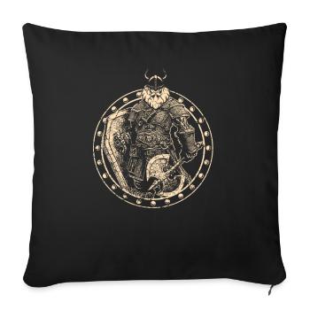 Viking Hache arme Moyen Âge Thor Scandinavie - Housse de coussin décorative 45 x 45 cm - noir - Devant