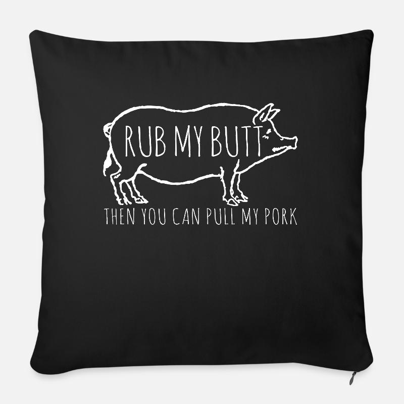 Schweinefleisch Metzger Lustig Spruch - Sofakissenbezug 45 x 45 cm - Schwarz