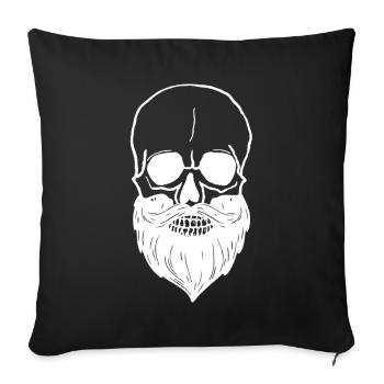 Totenkopf - mit Bart - Sofakissenbezug 45 x 45 cm - Schwarz - Vorne