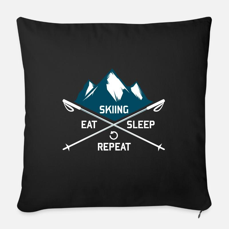 Ski Eat Sleep Repeat - Sofakissenbezug 45 x 45 cm - Schwarz