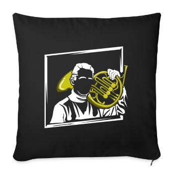 Waldhorn Hornist Musik - Sofakissenbezug 45 x 45 cm - Schwarz - Vorne