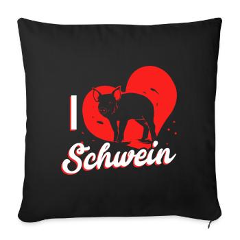Cadeau d'amour de porc - Housse de coussin décorative 45 x 45 cm - noir - Devant