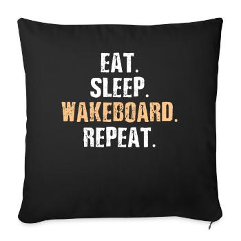 Wakeboard eat sleep - Sofa pillowcase 17,3'' x 17,3'' (45 x 45 cm) - black - Front