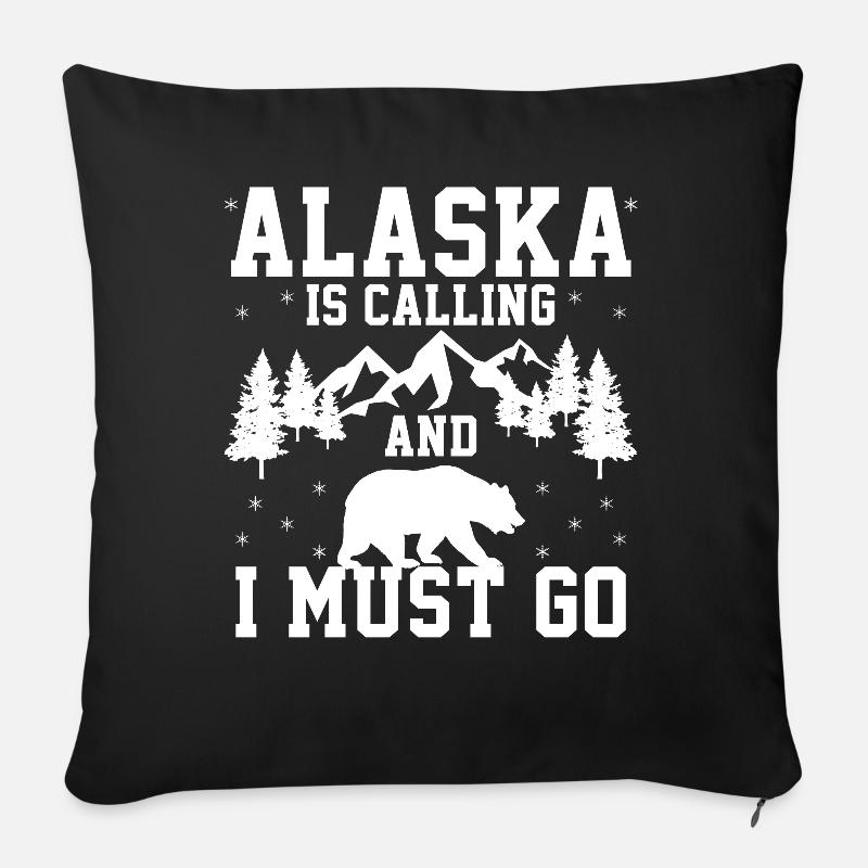 ALASKA IS CALLING - Sofa pillowcase 17,3'' x 17,3'' (45 x 45 cm) - black