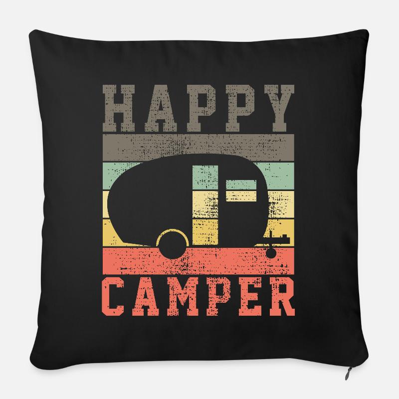 Campen Wohnwagen - Sofakissenbezug 45 x 45 cm - Schwarz