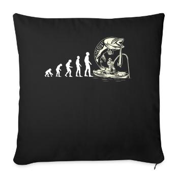Evolution canot pêcheur blanc - Housse de coussin décorative 45 x 45 cm - noir - Devant