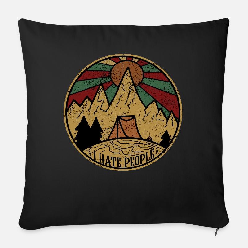 I hate People - Ich hasse Menschen - Camping - Sofakissenbezug 45 x 45 cm - Schwarz