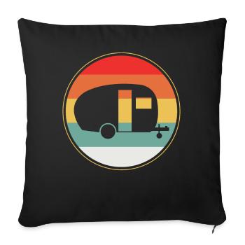 Camping caravane nature - Housse de coussin décorative 45 x 45 cm - noir - Devant
