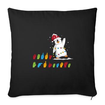 Merry Christmas Penguin Sign Language Sign Sign - Sofa pillowcase 17,3'' x 17,3'' (45 x 45 cm) - black - Front