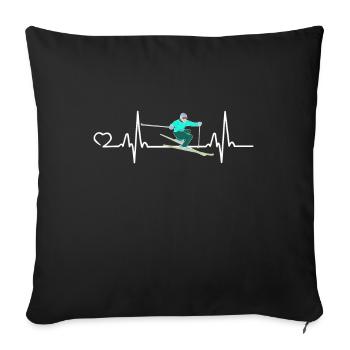 Ski Herzschlag Skifahren Skifahrer Geschenk - Sofakissenbezug 45 x 45 cm - Schwarz - Vorne