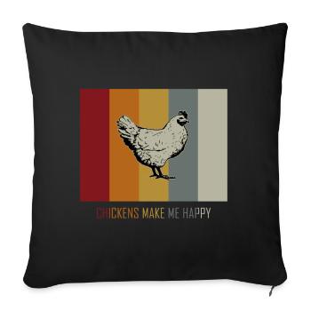 Chicken rooster retro vintage stripes - Sofa pillowcase 17,3'' x 17,3'' (45 x 45 cm) - black - Front