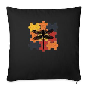 Libellule Retro Vintage - Housse de coussin décorative 45 x 45 cm - noir - Devant