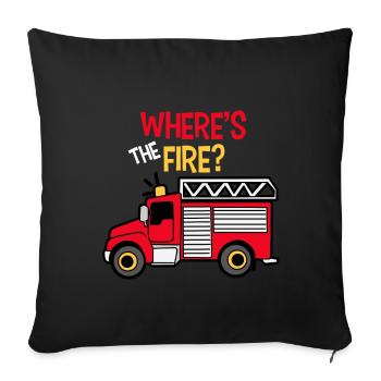 Where is the fire fire truck fire brigade boy - Sofa pillowcase 17,3'' x 17,3'' (45 x 45 cm) - black - Front