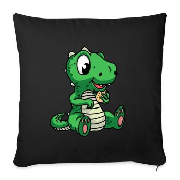 Dino Dragon Fantasy Child Cookies Birthday Gift - Sofa pillowcase 17,3'' x 17,3'' (45 x 45 cm) - black - Front