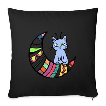 Alien Cat Alien UFO Pet Gift - Sofa pillowcase 17,3'' x 17,3'' (45 x 45 cm) - black - Front