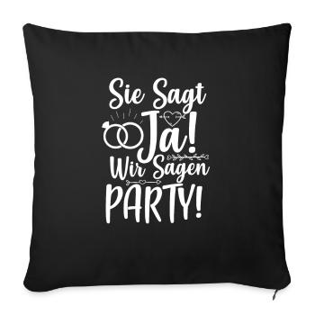 Bachelorette mariée partie de poule JGA - Housse de coussin décorative 45 x 45 cm - noir - Devant