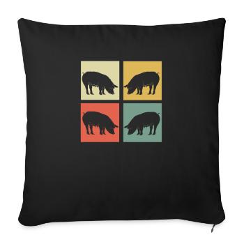 Schwein - Sofakissenbezug 45 x 45 cm - Schwarz - Vorne