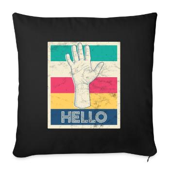 Affiche rétro "Bonjour!" - Housse de coussin décorative 45 x 45 cm - noir - Devant