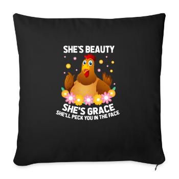 poule - Housse de coussin décorative 45 x 45 cm - noir - Devant