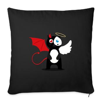 Cat Cat Angel Devil Evil Good Cute Meow - Sofa pillowcase 17,3'' x 17,3'' (45 x 45 cm) - black - Front