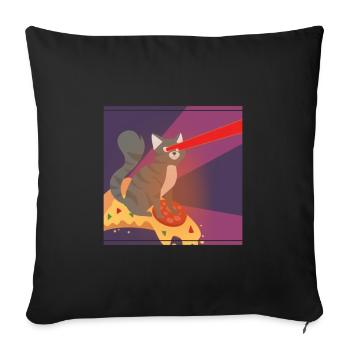Cat Pussy Pizza Food Hunger Hangover Funny - Sofa pillowcase 17,3'' x 17,3'' (45 x 45 cm) - black - Front