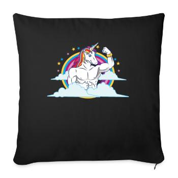 Unicorn Muscles - Funny Fitness Gym Rainbow Gift - Sofa pillowcase 17,3'' x 17,3'' (45 x 45 cm) - black - Front