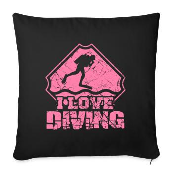 Divers Scuba Diving Scuba Diving Diver - Sofa pillowcase 17,3'' x 17,3'' (45 x 45 cm) - black - Front