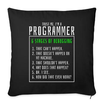 Étapes de débogage programmeur - Housse de coussin décorative 45 x 45 cm - noir - Devant