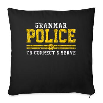 English grammar police - Sofa pillowcase 17,3'' x 17,3'' (45 x 45 cm) - black - Front
