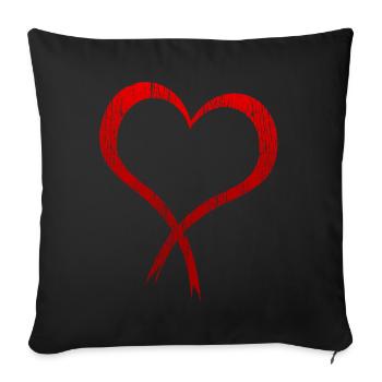 Ruban rouge coeur Saint Valentin - Housse de coussin décorative 45 x 45 cm - noir - Devant