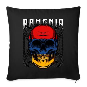 Armenischer Totenkopf Jerewan Sewan Geschenkidee - Sofakissenbezug 45 x 45 cm - Schwarz - Vorne