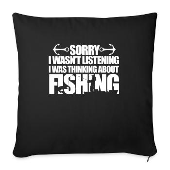pêche - Housse de coussin décorative 45 x 45 cm - noir - Devant
