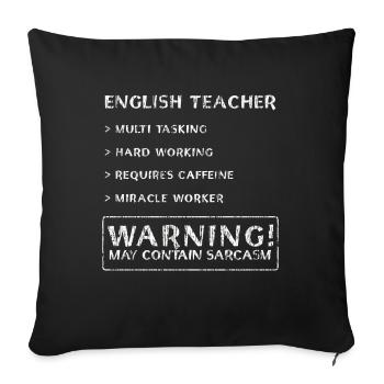 T-shirt de professeur d'anglais - Housse de coussin décorative 45 x 45 cm - noir - Devant
