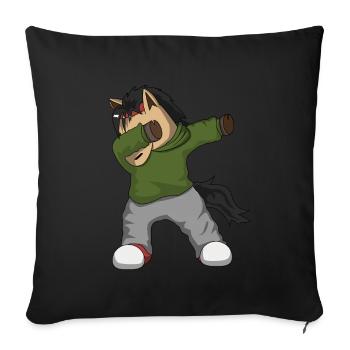 Dabbendes Pferd - Sofakissenbezug 45 x 45 cm - Schwarz - Vorne