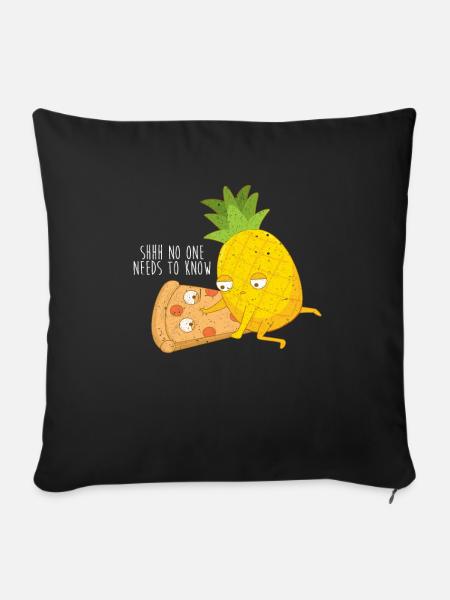 Ananas Pizza - Sofakissenbezug 45 x 45 cm - Schwarz