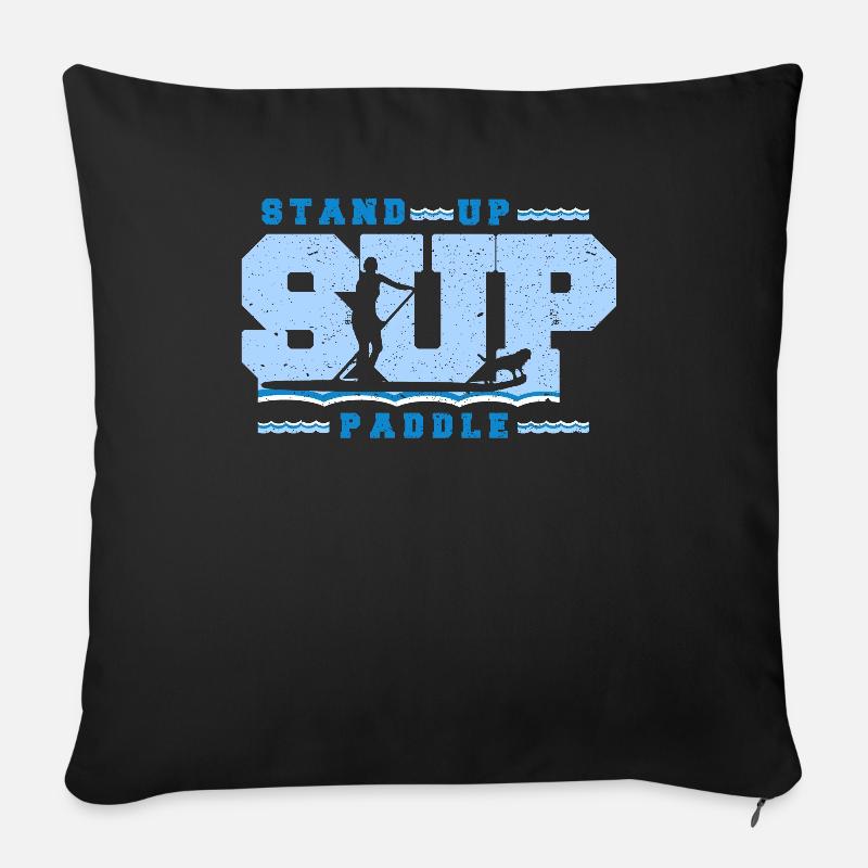 SUP Surfer im Retro Vintage Sytle, Stand Up Paddle - Sofakissenbezug 45 x 45 cm - Schwarz