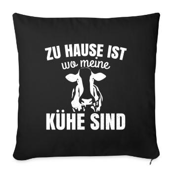 At home is where my cows are - Sofa pillowcase 17,3'' x 17,3'' (45 x 45 cm) - black - Front