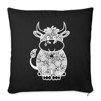 Vache Dessin - Housse de coussin décorative 45 x 45 cm - noir - Devant