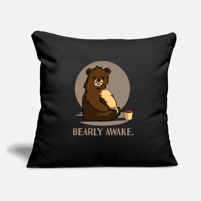 Bear Coffee Caffeine Long Sleeper Conception de blague fatiguée Housse de coussin décorative 45 x 45 cm