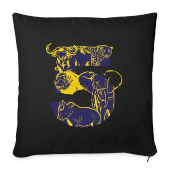 big five, afirka, safari, holiday, animals - Sofa pillowcase 17,3'' x 17,3'' (45 x 45 cm) - black - Front
