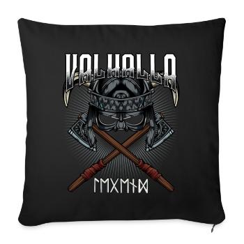 Valhalla Viking Äxte Helm Runen Walhall Geschenk - Sofakissenbezug 45 x 45 cm - Schwarz - Vorne