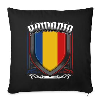 Roumanie - Housse de coussin décorative 45 x 45 cm - noir - Devant