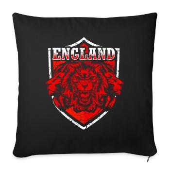 England Wappen Löwen Three Lions - Sofakissenbezug 45 x 45 cm - Schwarz - Vorne
