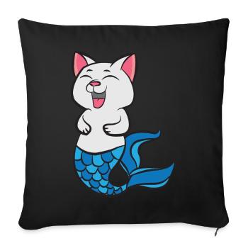 Sweet laughing mermaid cat - Sofa pillowcase 17,3'' x 17,3'' (45 x 45 cm) - black - Front