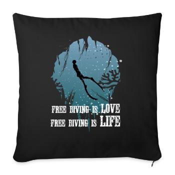 Freediving is Love freediving sea divers - Sofa pillowcase 17,3'' x 17,3'' (45 x 45 cm) - black - Front